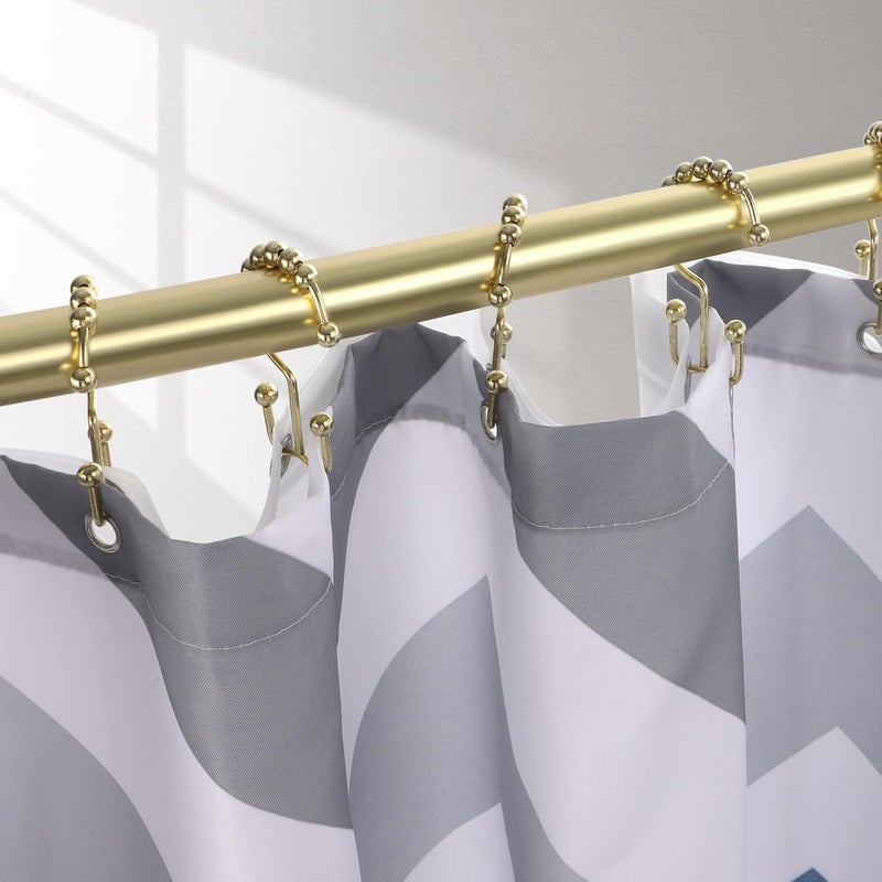 TOPROD Shower Curtain Hooks Rings, Double Sided Shower Curtain Hooks, Stainless Steel Shower Hooks Rust Proof for Bathroom Shower Curtain Rod Curtains, Free Gliding, Gold, Set of 12 - Image 3